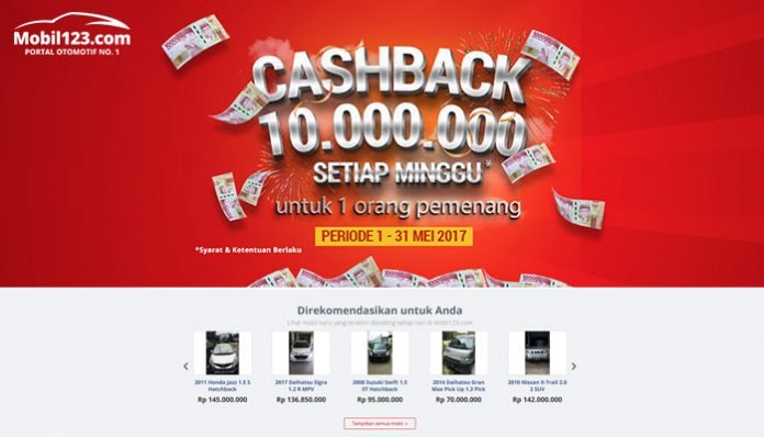 Mobil123.com program cashback Rp 10 Juta