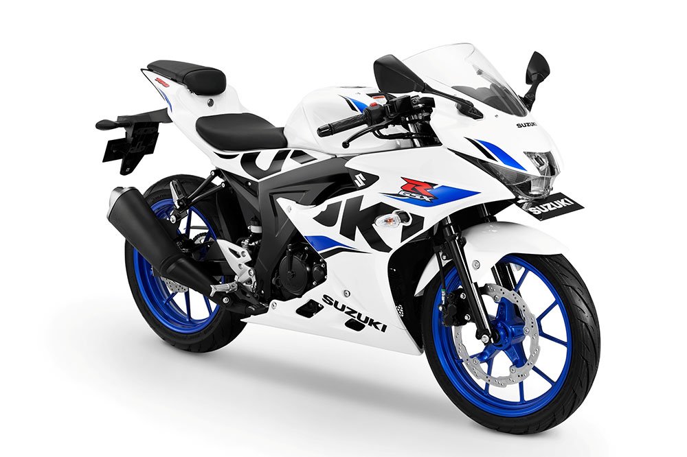 Suzuki GSX-R150 warna Brilliant White - CW Vigor Blue