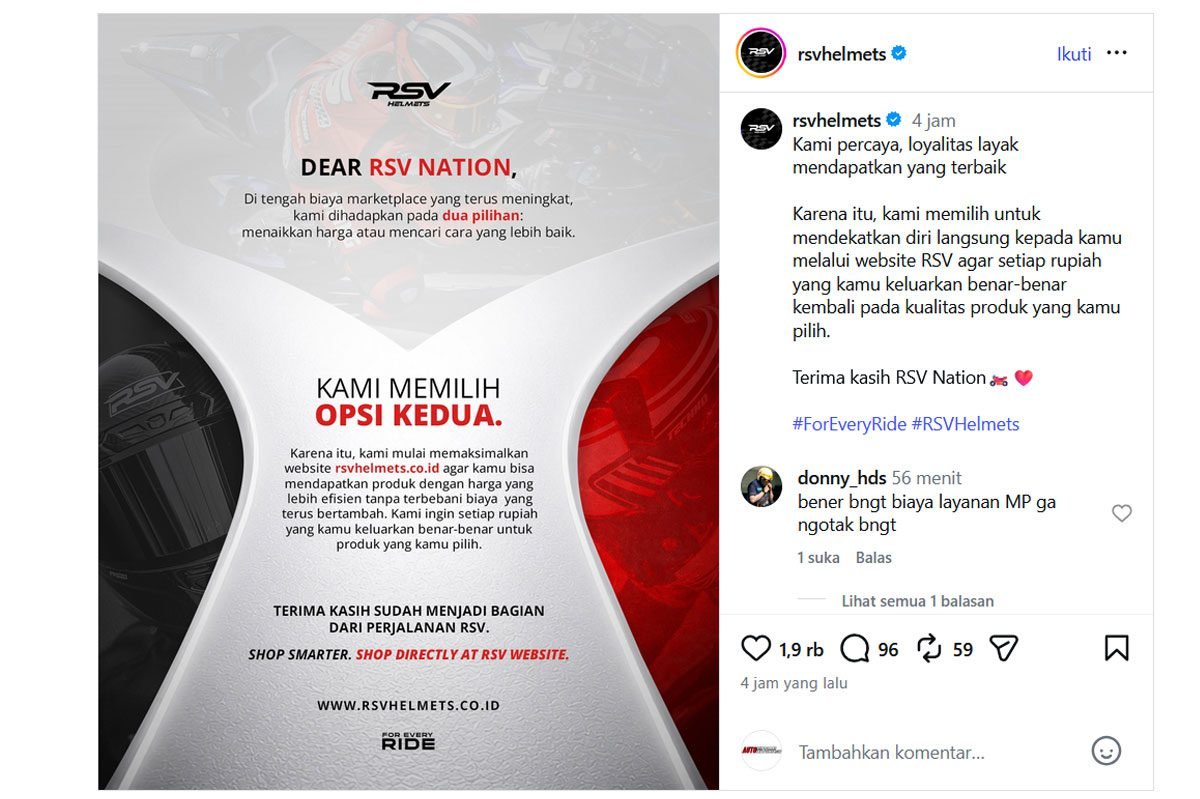RSV Helmets marketplace statement